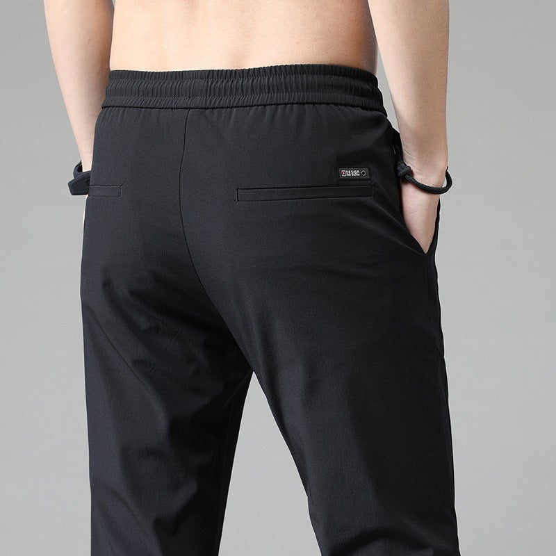 Summer Casual Mens Breathable Straight-Leg Pants Black-Thin - Image 4