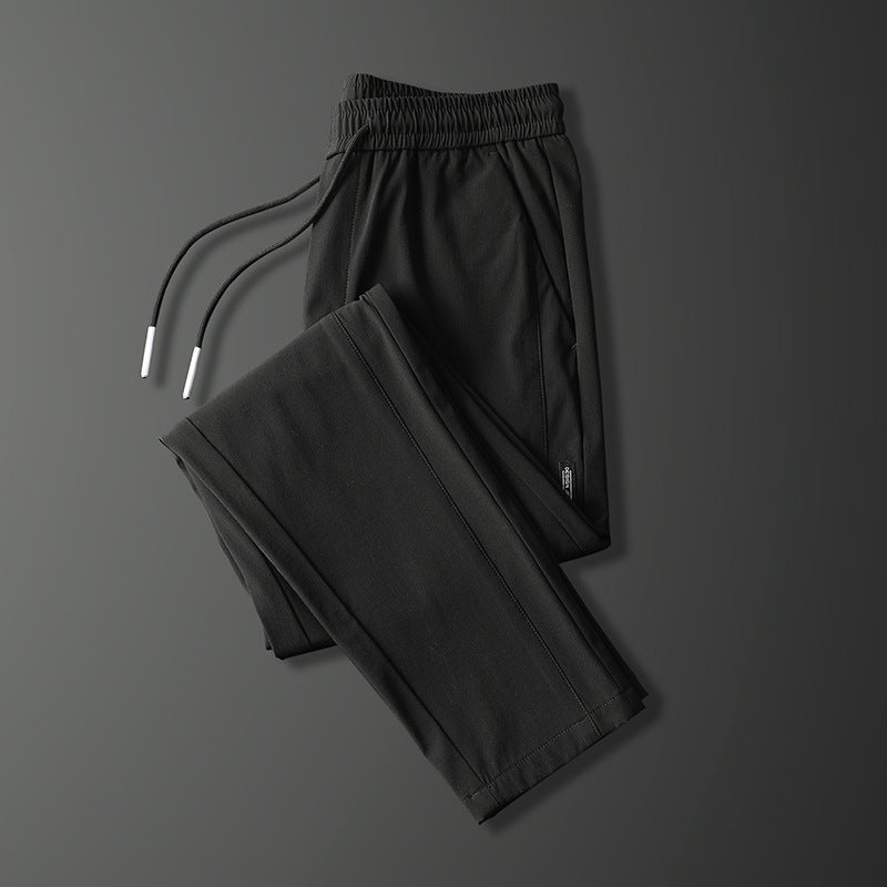Summer Casual Mens Breathable Straight-Leg Pants Black-Thin - Image 5