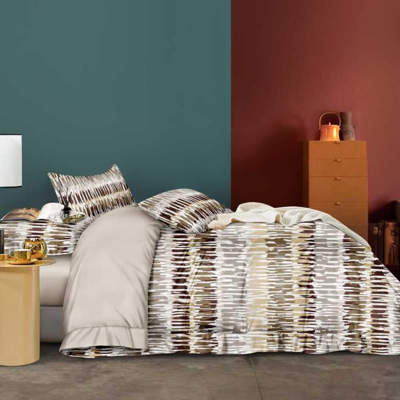 Skyla 100 Cotton 400 TC Double Bedsheet with 2 Pillow Covers Soft and Smooth Full Length King Size Bedsheet Size 275x275 CM Pillow Cover Size 46x695 CM Brown Beige