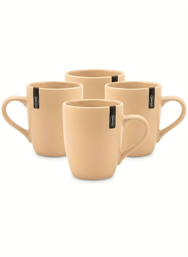 FEELINGS Stoneware Mug Set of 4 , Orange 300ml - Image 1