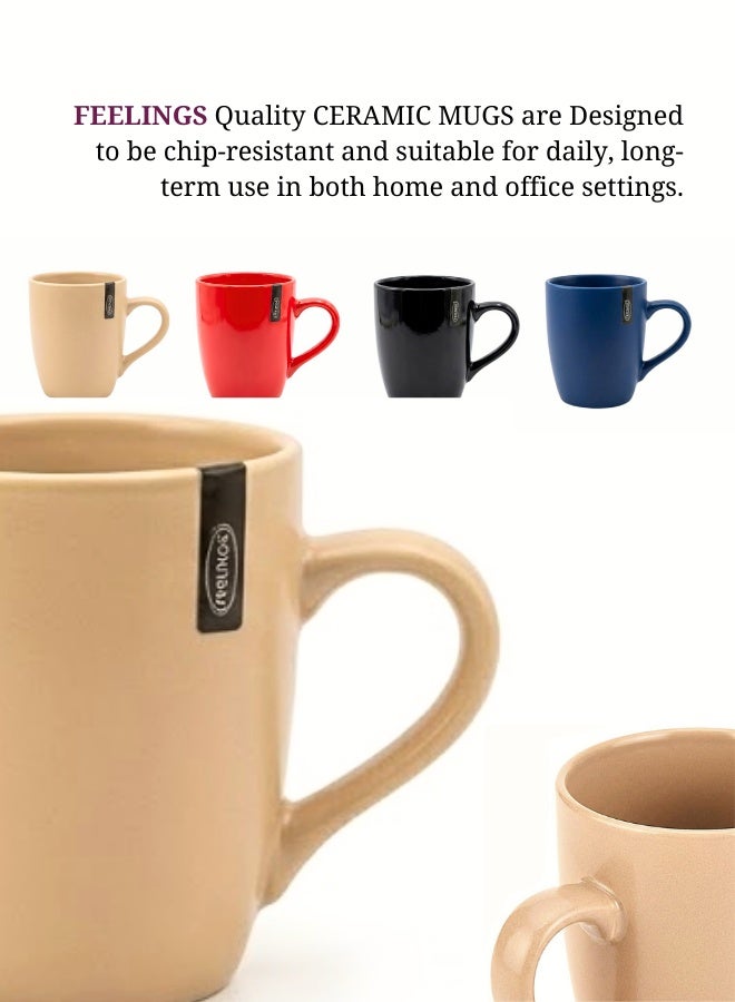 FEELINGS Stoneware Mug Set of 4 , Orange 300ml - Image 4