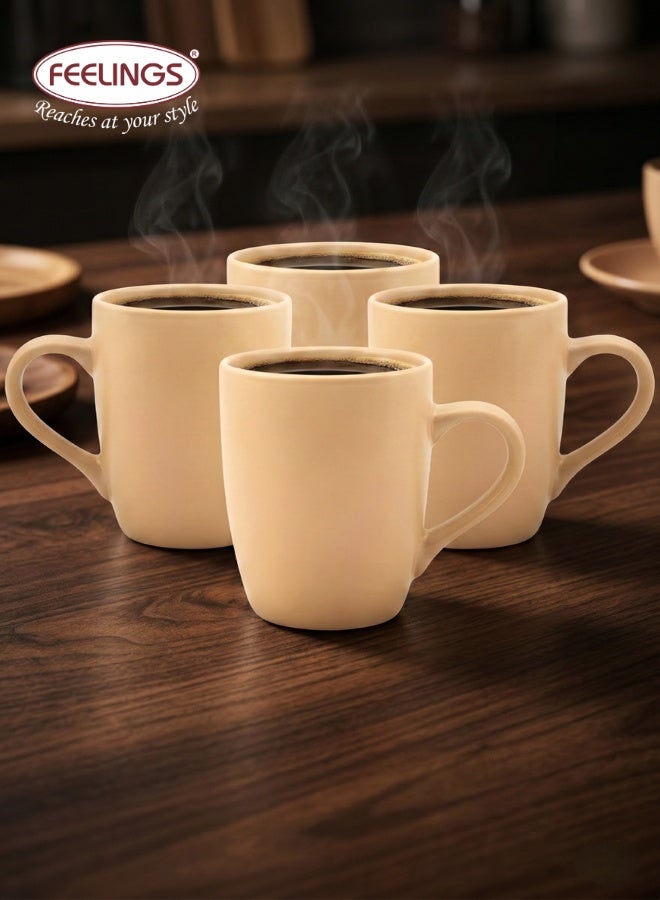 FEELINGS Stoneware Mug Set of 4 , Orange 300ml - Image 5