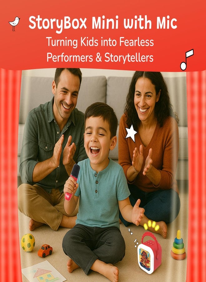 WonderBuddy صندوق القصص المصغر وندر بادي، 200+ قصة وقافية محملة مسبقًا، ميكروفون كاريوكي للغناء، أضواء RGB، مكبر صوت للأطفال، لعبة موسيقية، أفضل هدية للأطفال من 3-5 سنوات - تنين مع ميكروفون - Image 3