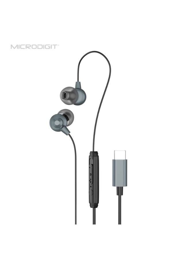 Micro Digit DE431T Type-C Earphones – Stereo Sound, Tangle-Free Cable, Call Control & Deep Bass - Image 3