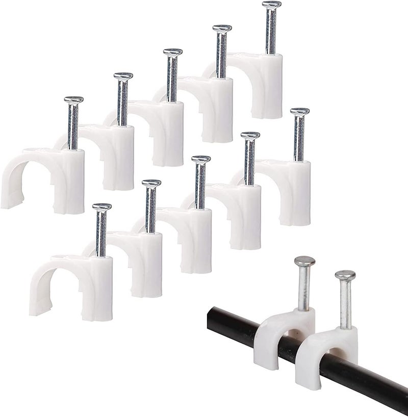 Circle Cable Wire Clips 8 mm (100 pcs) Cable Management RG6 RG59 CAT5 CAT6 RJ45 Electrical Ethernet Dish TV Speaker Wire Cord Tie Holder Single Coaxial Nail Clamps - Image 2