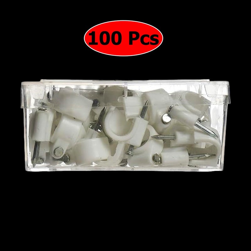 Circle Cable Wire Clips 8 mm (100 pcs) Cable Management RG6 RG59 CAT5 CAT6 RJ45 Electrical Ethernet Dish TV Speaker Wire Cord Tie Holder Single Coaxial Nail Clamps - Image 3
