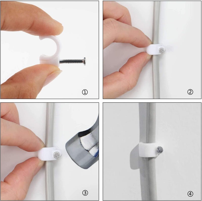 Circle Cable Wire Clips 8 mm (100 pcs) Cable Management RG6 RG59 CAT5 CAT6 RJ45 Electrical Ethernet Dish TV Speaker Wire Cord Tie Holder Single Coaxial Nail Clamps - Image 4