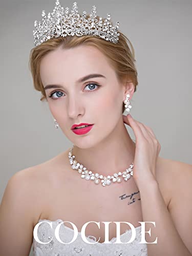 Cocide تاج كوكيد وتاج للنساء تاج ملكة كريستالي تاج رينستون للبنات العرائس إكسسوارات شعر لحفلات الزفاف وأعياد الميلاد وحفلات التخرج - Image 4
