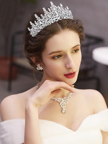 Cocide تاج كوكيد وتاج للنساء تاج ملكة كريستالي تاج رينستون للبنات العرائس إكسسوارات شعر لحفلات الزفاف وأعياد الميلاد وحفلات التخرج - Image 3