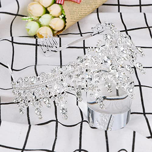 Cocide تاج كوكيد وتاج للنساء تاج ملكة كريستالي تاج رينستون للبنات العرائس إكسسوارات شعر لحفلات الزفاف وأعياد الميلاد وحفلات التخرج - Image 5