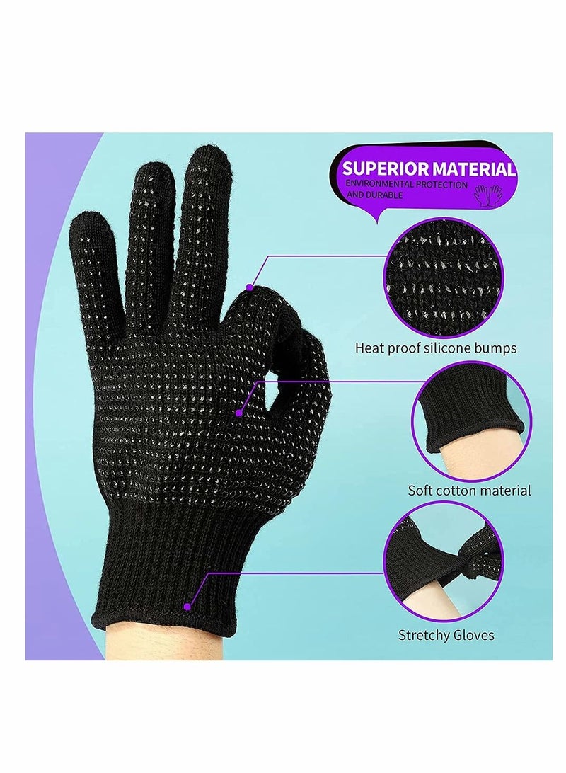 KASTWAVE Heat Resistant Gloves Silicone Non Slip Gloves for Hair Styling Fit for All Hand Size, DELFINO Professional Heat Resistant Mitts For Hot Hair Styling Curling Iron Wand Flat Iron Hair Straightener - Image 4