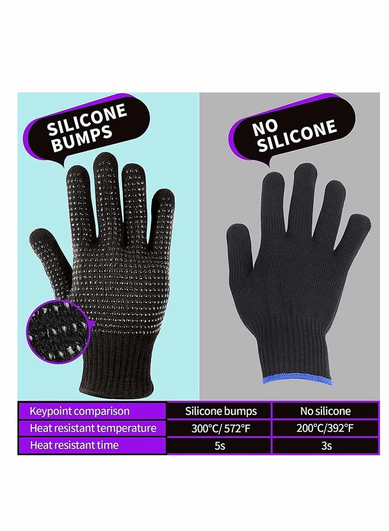 KASTWAVE Heat Resistant Gloves Silicone Non Slip Gloves for Hair Styling Fit for All Hand Size, DELFINO Professional Heat Resistant Mitts For Hot Hair Styling Curling Iron Wand Flat Iron Hair Straightener - Image 3