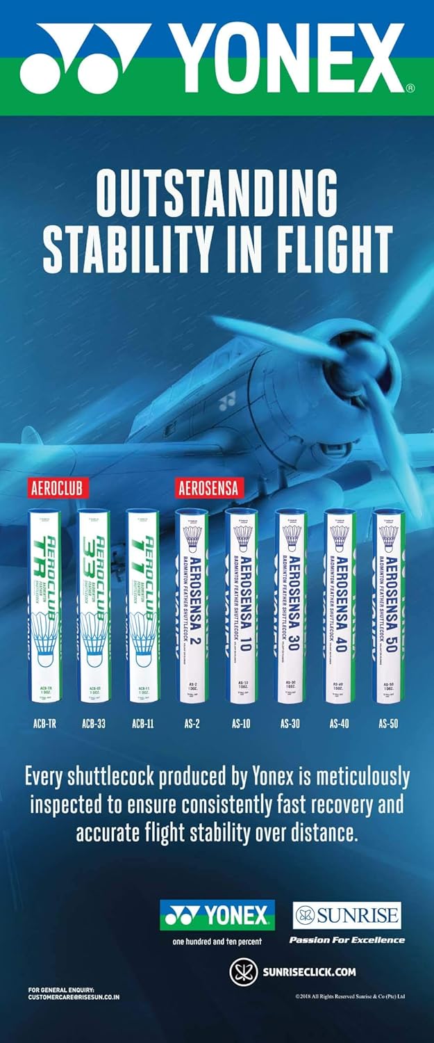 Yonex Aerosensa 2 Feather Badminton Shuttlecocks – Pack of 12 Real Goose Feather Shuttlecocks with Solid Cork Base (White, Medium Speed) - Image 5