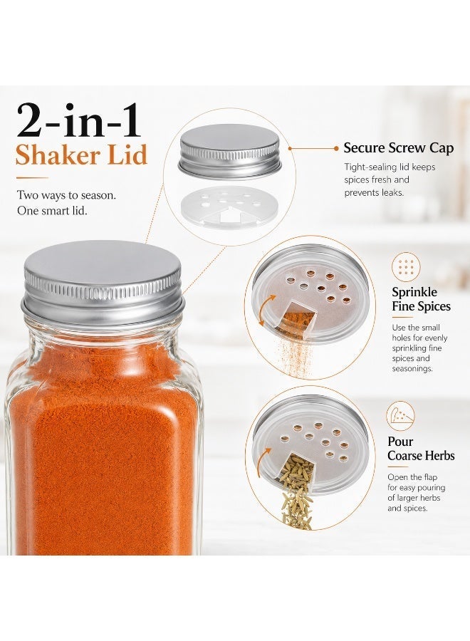 BLACKSTONE Glass Spice Bottle Set, 6-Piece 100 ml Square Airtight Spice Jars With Silver Lids and White Marker Pen, Seasoning Containers, BS850 - Image 5