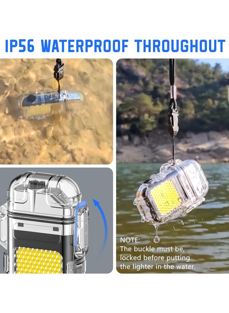 Led Ubetree Electric Flashlight Lighter USB Rechargeable Dual Arc Plasma Lighter Waterproof Windproof Flameless Lighter for Outdoor Camping Hiking Adventure Tactical Survival Gear - Image 4