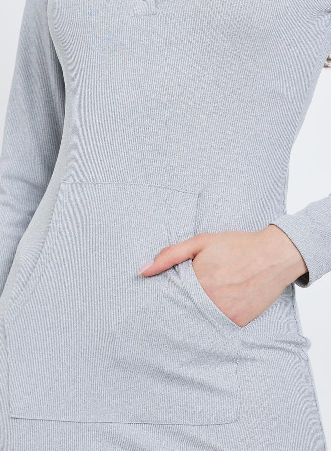 Take Two Solid Hooded Long Sleeve Midi Dress - Image 4