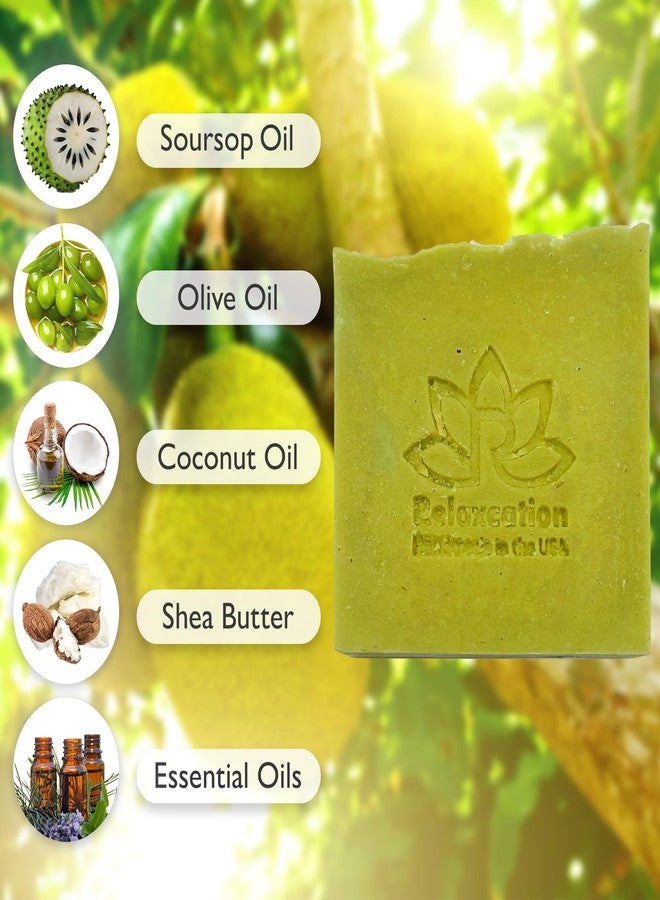 Relaxcation Soursop Oil Soap Bar | Calming & Moisturizing Dry Sensitive Skin Body Wash | Oil Based Cleanser with Coconut, Olive, Castor, Shea Butter Raw Organic | Made in USA | Vegan Body Wash - Image 3