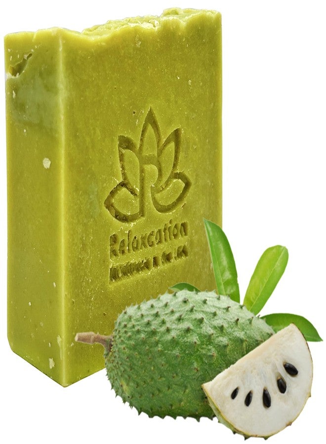 Relaxcation Soursop Oil Soap Bar | Calming & Moisturizing Dry Sensitive Skin Body Wash | Oil Based Cleanser with Coconut, Olive, Castor, Shea Butter Raw Organic | Made in USA | Vegan Body Wash - Image 1