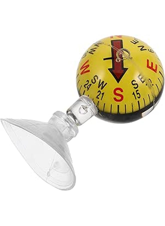Yellow 38mm Dashboard Compass Ball With Plastic Suction Cup Navigation Tool - Image 1