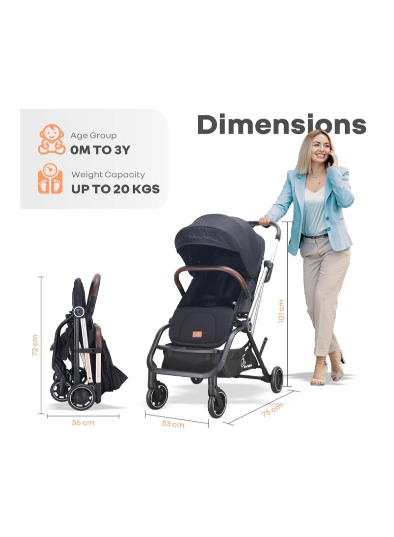 R for Rabbit Street Smart 360 Degree Rotatable Stroller for Newborn Baby| Aluminum Frame Pram with Quick Fold|Premium Travel Friendly Stroller for 0-3 Years Babies - Image 2