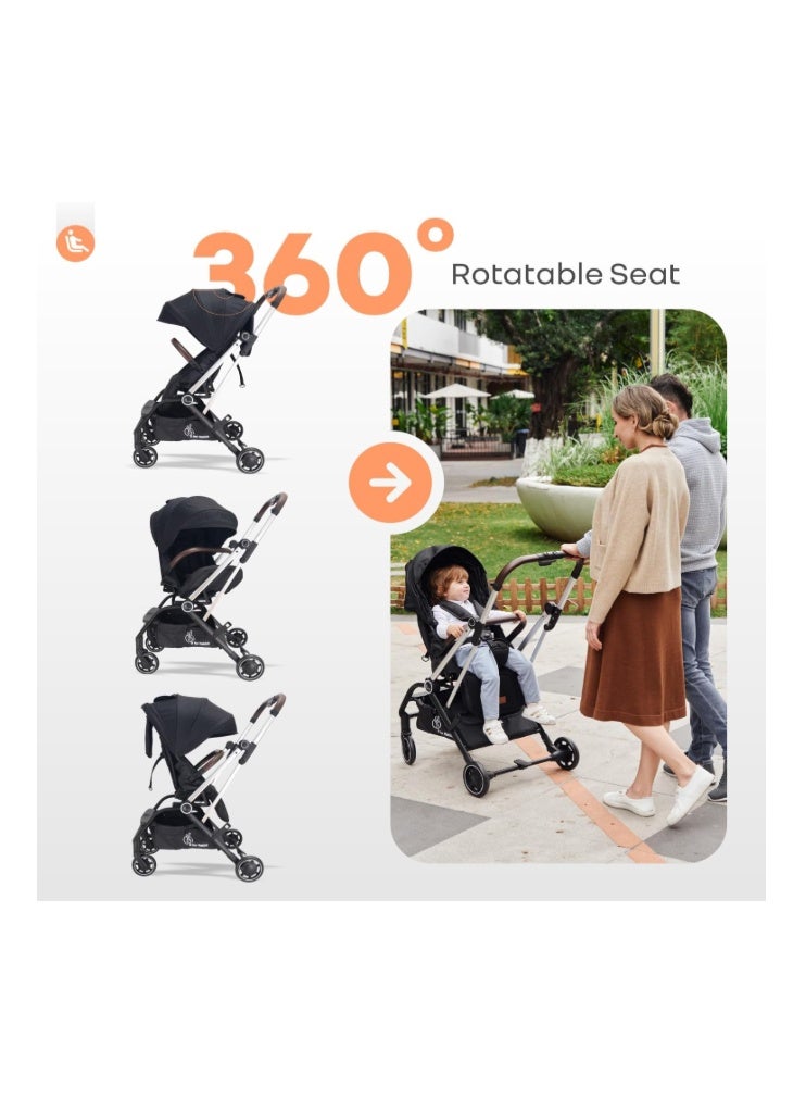 R for Rabbit Street Smart 360 Degree Rotatable Stroller for Newborn Baby| Aluminum Frame Pram with Quick Fold|Premium Travel Friendly Stroller for 0-3 Years Babies - Image 3