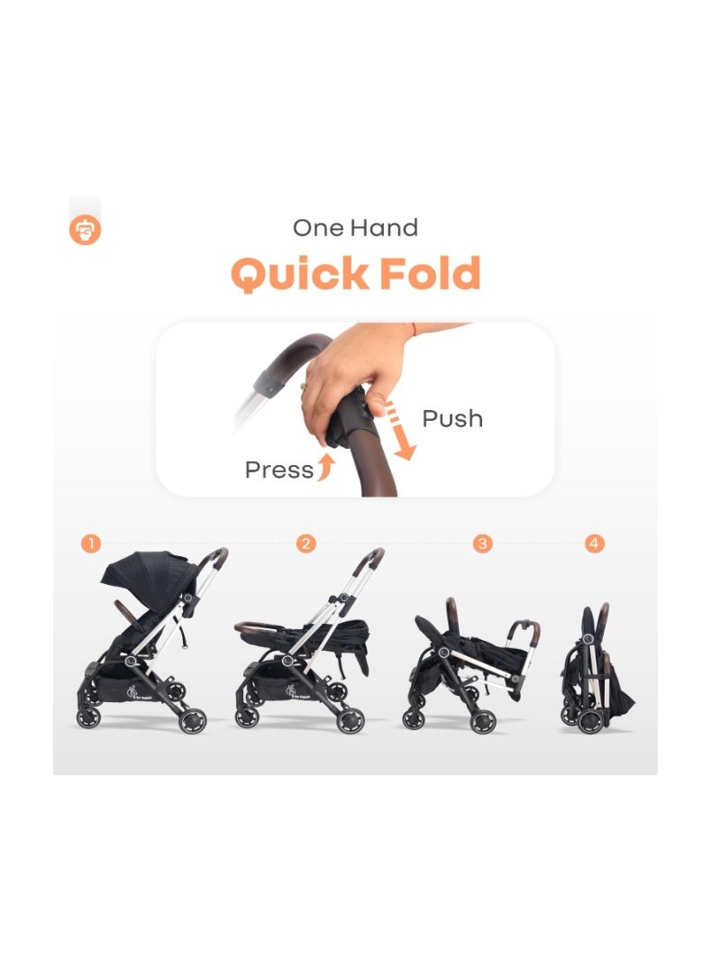 R for Rabbit Street Smart 360 Degree Rotatable Stroller for Newborn Baby| Aluminum Frame Pram with Quick Fold|Premium Travel Friendly Stroller for 0-3 Years Babies - Image 4