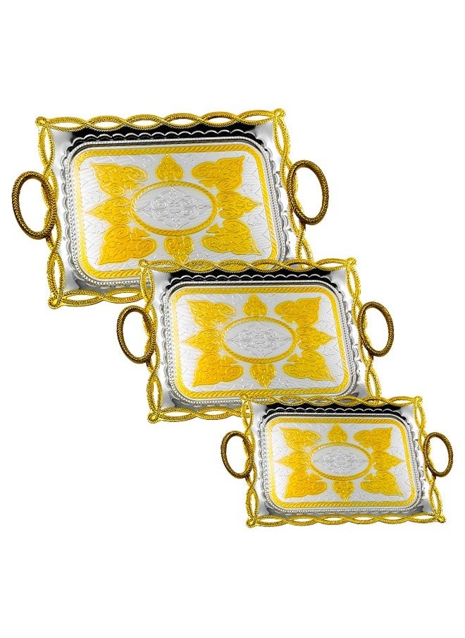BASURRAH 3 Pieces Steel Serving Tray Set  - Image 1