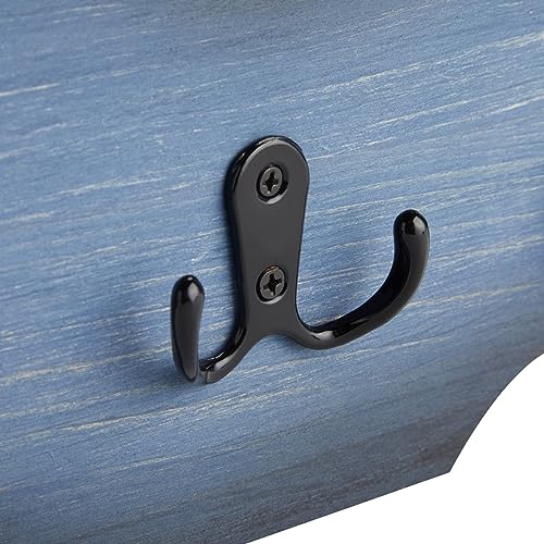 Okuna Outpost Whale Wall Hook - 15.5 x 6.75 x 1 in, Blue Nautical Wood - Coastal Room Decor & Ocean Decor - Whale Towel Hook with Double Hangers for Towels, Coats & Keys - Image 5