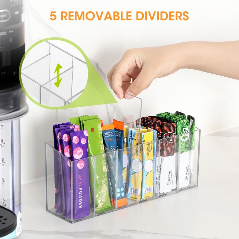 AIEVE Drink Packet Organizer, Mountable Water Packet Organization Holder with Adhesive & Magnetic Sticker, Pantry Organizers Kitchen Storage for Countertop Table Fridge Cabinet - Image 2