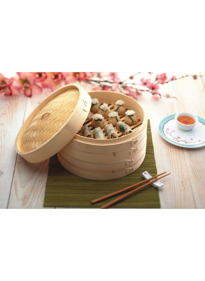 KitchenCraft - Kitchencraft World Of Flavours Two Tier Bamboo Steamer - Image 1
