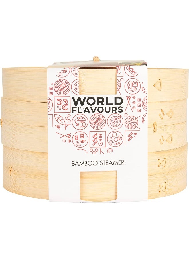 KitchenCraft - Kitchencraft World Of Flavours Two Tier Bamboo Steamer - Image 1