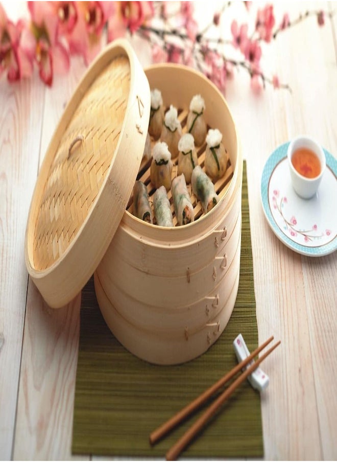 KitchenCraft - Kitchencraft World Of Flavours Two Tier Bamboo Steamer - Image 1
