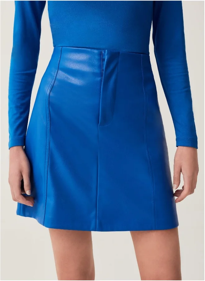 او في اس Ovs High-Waist Miniskirt With Shiny Effect