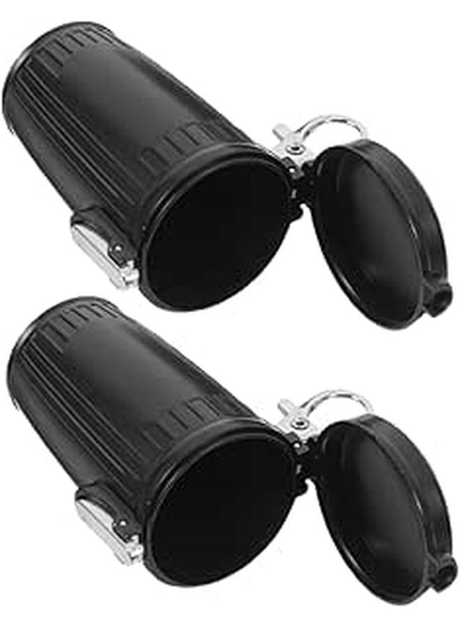 2pcs Portable Pocket Ashtray With Lid Sealed Metal Ash Holder For Car Outdoor Travel Desktop Use Round Smokers Minimalist Ash Collector - Image 1