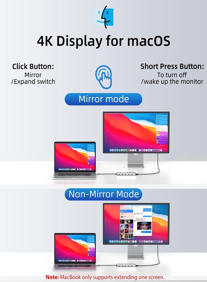 LIONWEI محطة إرساء USB C من LIONWEI 13 في 1 - شاشة مزدوجة، عرض ثلاثي، 8 منافذ USB C/A، إيثرنت، صوت - لجهاز MacBook، Dell، HP، Lenovo، Surface - Image 4