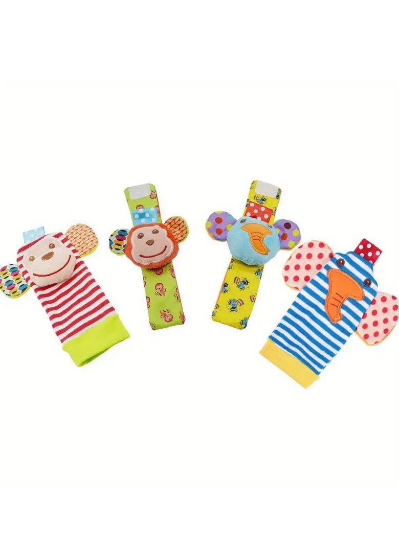 Little tots - Baby Wrist Rattles Sock Toys, Newborn Baby Sock Toys 0-6 Months Foot Finder And Cartoon Cute Animal Set, Infant Rattle Socks Toy 3-6 Months, Soft Sensory Toys For 0-12 Months Toddler Newborns Boy Girl - Image 1