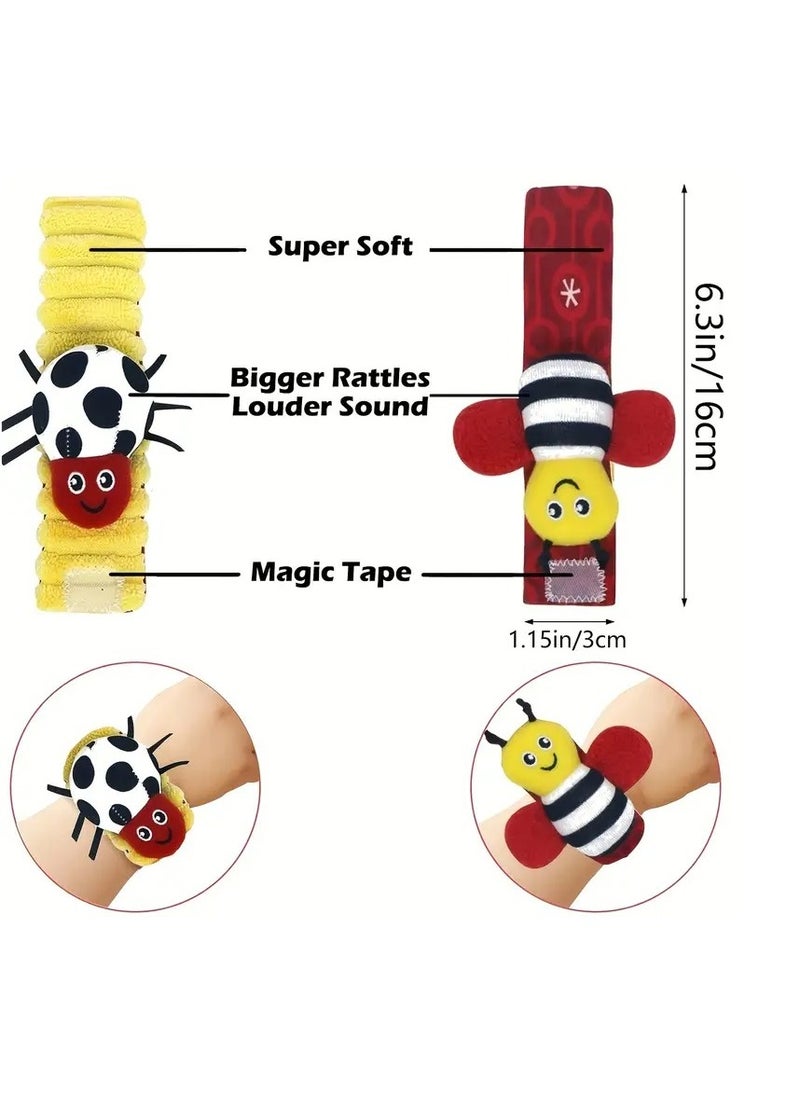 Little tots - Baby Wrist Rattles Sock Toys, Newborn Baby Sock Toys 0-6 Months Foot Finder And Cartoon Cute Animal Set, Infant Rattle Socks Toy 3-6 Months, Soft Sensory Toys For 0-12 Months Toddler Newborns Boy Girl - Image 1