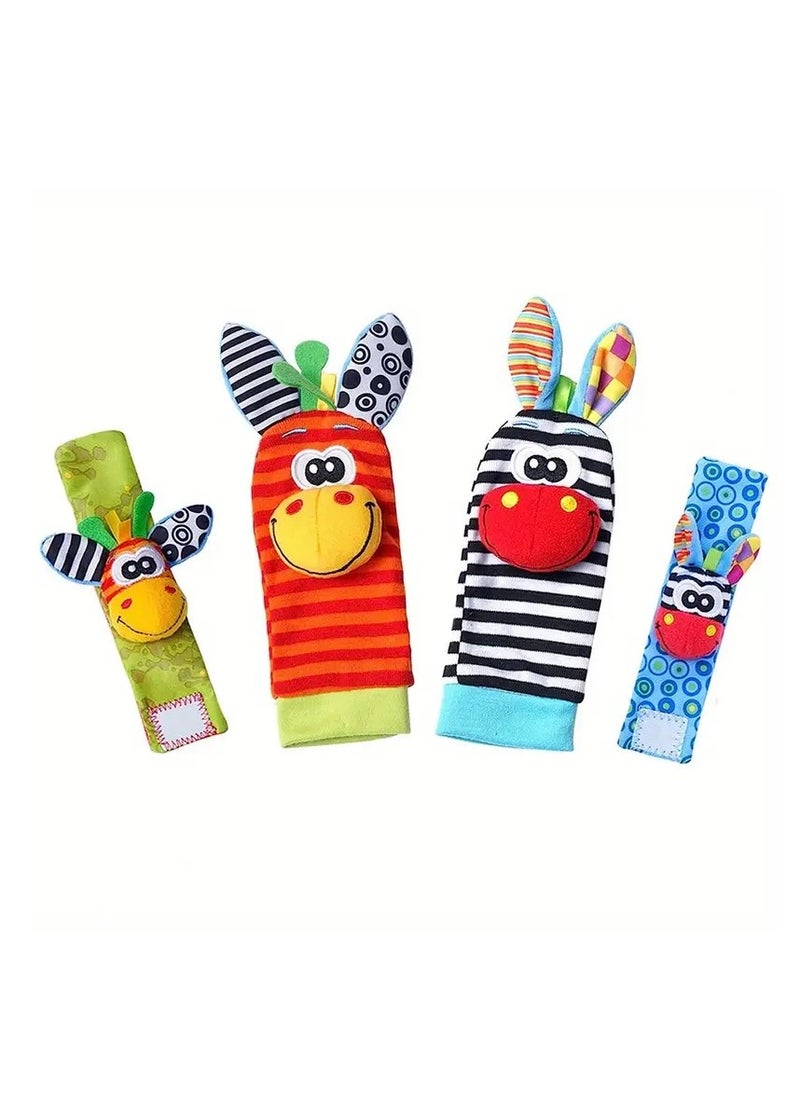 Little tots - Baby Wrist Rattles Sock Toys, Newborn Baby Sock Toys 0-6 Months Foot Finder And Cartoon Cute Animal Set, Infant Rattle Socks Toy 3-6 Months, Soft Sensory Toys For 0-12 Months Toddler Newborns Boy Girl - Image 1