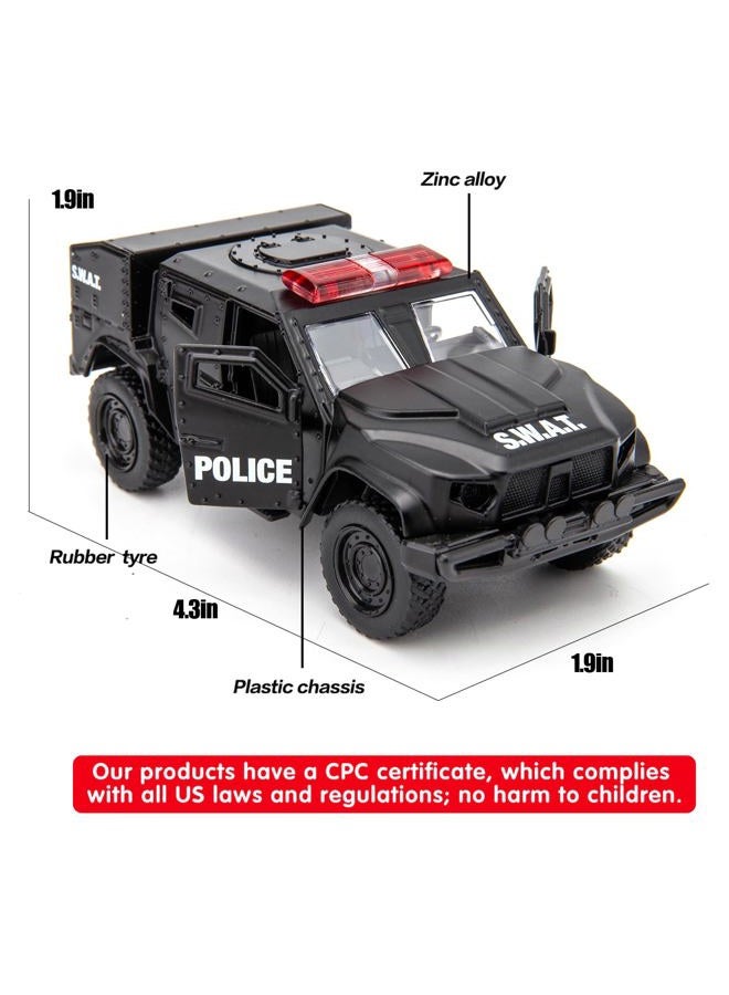 BDTCTK 1/36 Scale JLTV Armored Car Police Car Model, Zinc Alloy Die-Cast Pull Back Vehicles Kid Toys for Boy Girl Gift (Black)(654412P) - Image 2