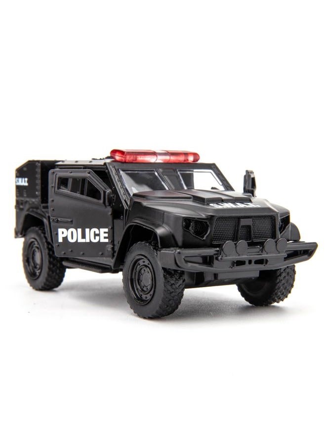 BDTCTK 1/36 Scale JLTV Armored Car Police Car Model, Zinc Alloy Die-Cast Pull Back Vehicles Kid Toys for Boy Girl Gift (Black)(654412P) - Image 1