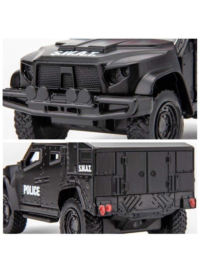 BDTCTK 1/36 Scale JLTV Armored Car Police Car Model, Zinc Alloy Die-Cast Pull Back Vehicles Kid Toys for Boy Girl Gift (Black)(654412P) - Image 4