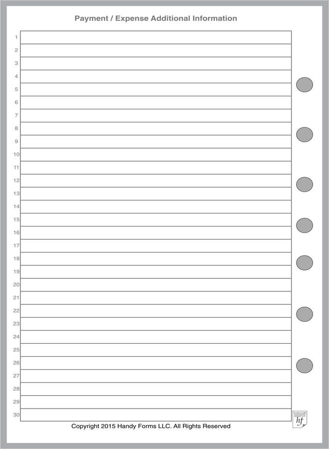 Handy Forms Classic Size Payment/Expense Record and Check Register, Sized and Punched with 7 Holes for 7-Ring Notebooks Such as Franklin, etc. (5.5" x 8.5") - Image 2