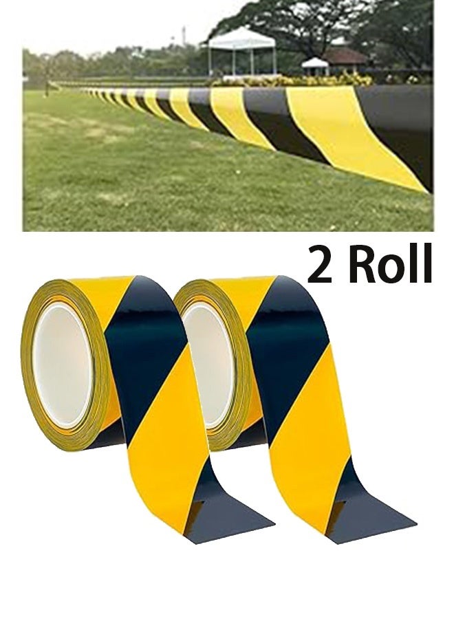 GMORO 2Roll Black & Yellow Warning Safety Stripe Tape,Self Adhesive Tape for Marking Floors Walls Pipes & Equipment in Construction Sites & Hazardous Areas - Image 1