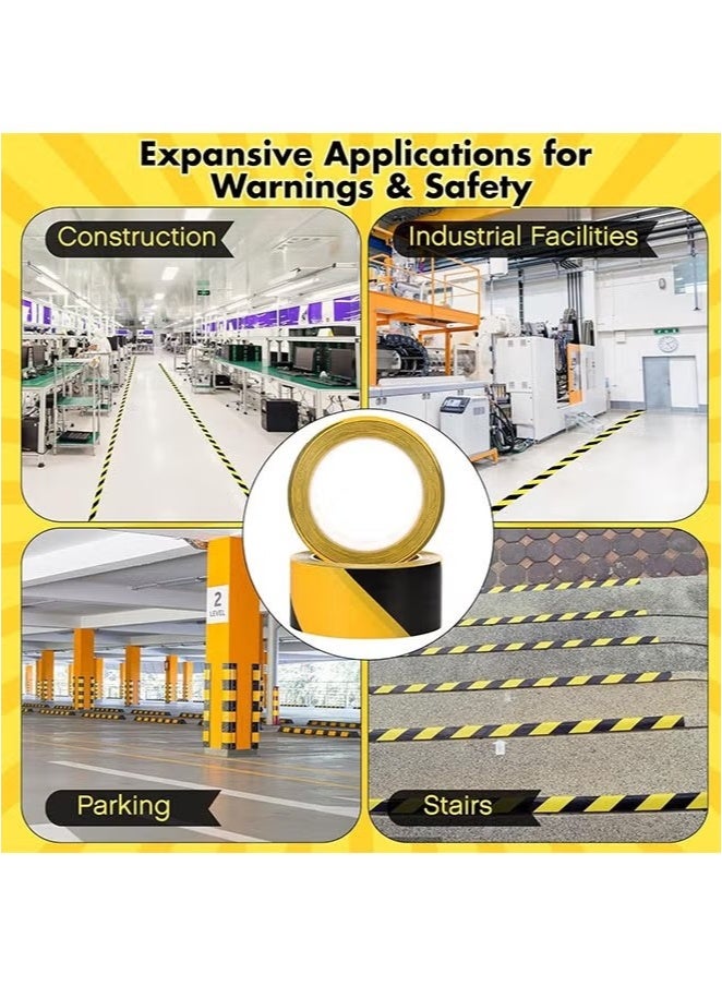 GMORO 2Roll Black & Yellow Warning Safety Stripe Tape,Self Adhesive Tape for Marking Floors Walls Pipes & Equipment in Construction Sites & Hazardous Areas - Image 5