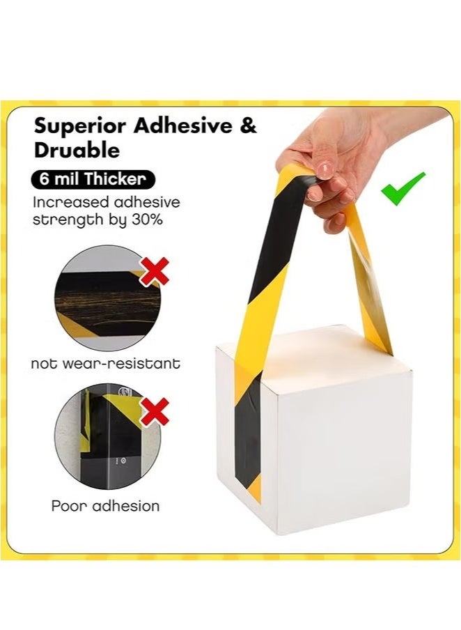 GMORO 2Roll Black & Yellow Warning Safety Stripe Tape,Self Adhesive Tape for Marking Floors Walls Pipes & Equipment in Construction Sites & Hazardous Areas - Image 2