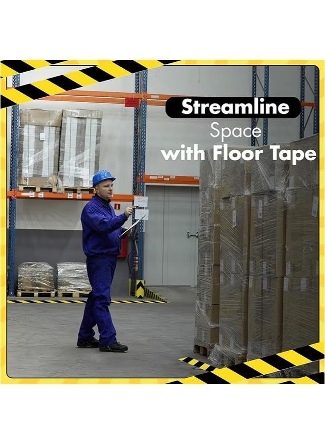 GMORO 2Roll Black & Yellow Warning Safety Stripe Tape,Self Adhesive Tape for Marking Floors Walls Pipes & Equipment in Construction Sites & Hazardous Areas - Image 3