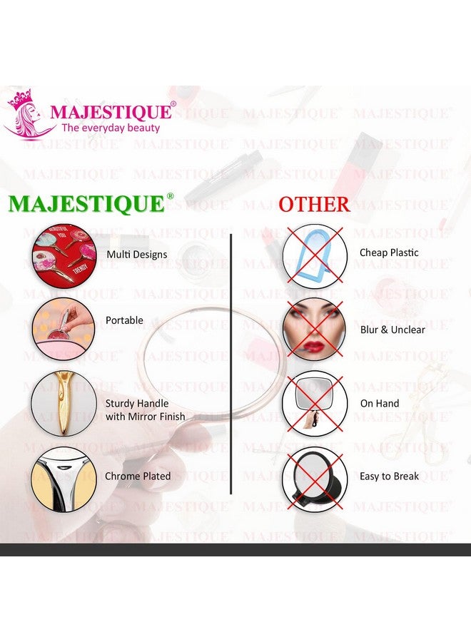 MAJESTIQUE Round Shape Clear Glass Handy Mirror - Medium Size Hand Mirror (14.2 x 7.8 Cm) for Travel, Bathroom, Desk, Makeup, Beauty, Grooming, Shavin for Girls Women and Men (Silver) - Image 5