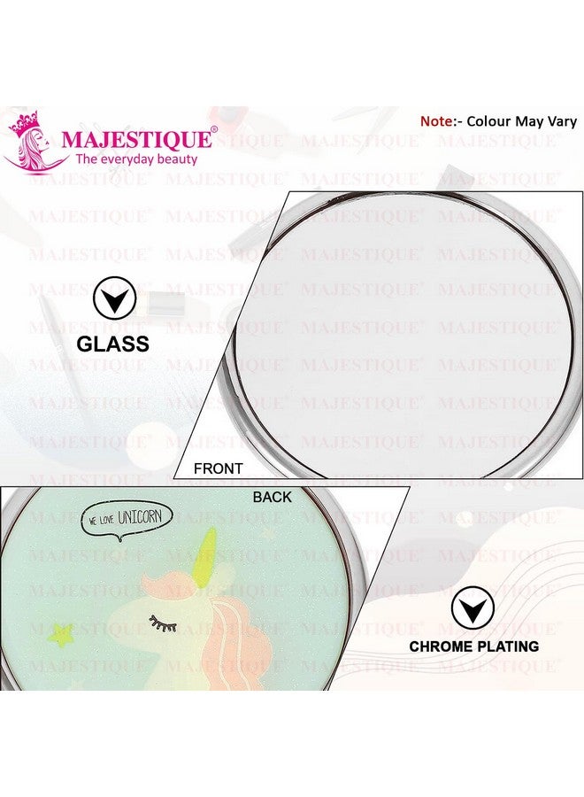 MAJESTIQUE Round Shape Clear Glass Handy Mirror - Medium Size Hand Mirror (14.2 x 7.8 Cm) for Travel, Bathroom, Desk, Makeup, Beauty, Grooming, Shavin for Girls Women and Men (Silver) - Image 4