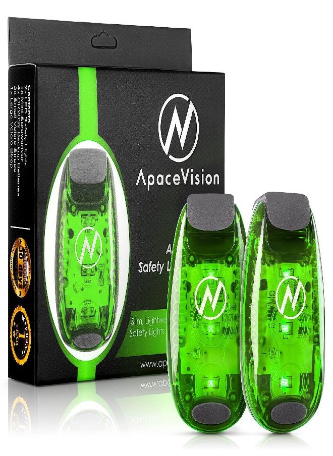 Apace Vision LED Safety Light (2 Pack) - Clip On Strobe/Running Lights for Runners, Dog, Bike, Walking, Boat, Kayak, Stroller and More - High Visibility Accessories for Your Reflective Gear, Bicycle, Green  - Image 1