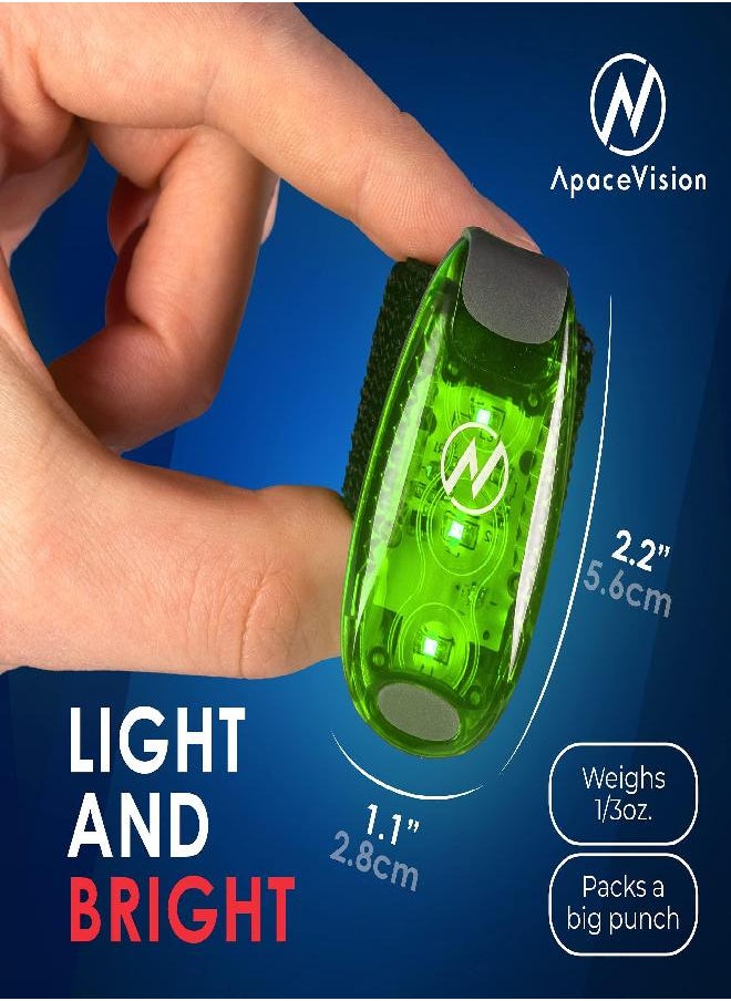Apace Vision LED Safety Light (2 Pack) - Clip On Strobe/Running Lights for Runners, Dog, Bike, Walking, Boat, Kayak, Stroller and More - High Visibility Accessories for Your Reflective Gear, Bicycle, Green  - Image 4
